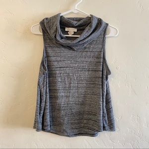 Moon Kiss Marled Gray Ribbed Cowl Neck Knit Top Medium